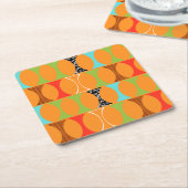 世紀半ばのモダンなオレンジ懸命の紙のコースター スクエアペーパーコースター (アングル)