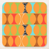 世紀半ばのモダンなオレンジ懸命の紙のコースター スクエアペーパーコースター (正面)