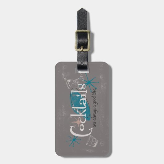 世紀半ばのモダンなカクテルの荷物のラベル ラゲッジタグ (正面縦)