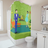 世紀半ばのモダンなカップルのシャワー・カーテン シャワーカーテン (インサイチュ)