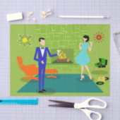 世紀半ばのモダンなカップルのティッシュペーパー 薄葉紙 (クラフト)