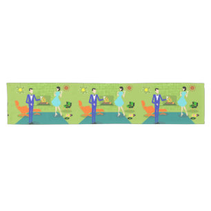 世紀半ばのモダンなカップルのテーブルのランナー ショートテーブルランナー