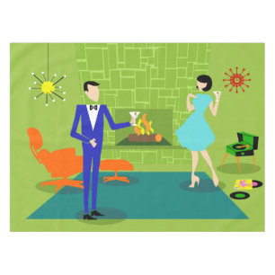 世紀半ばのモダンなカップルのテーブルクロス テーブルクロス