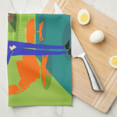 世紀半ばのモダンなカップルの台所タオル キッチンタオル (四つ折り)