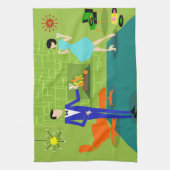 世紀半ばのモダンなカップルの台所タオル キッチンタオル (縦)