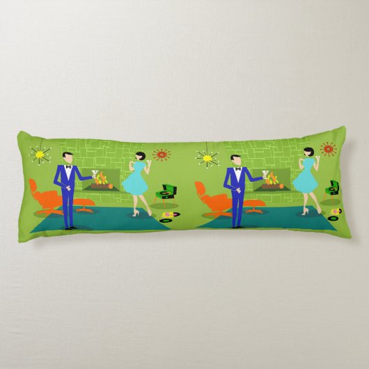 世紀半ばのモダンなカップルの抱き枕 ボディピロー (裏面)