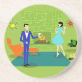 世紀半ばのモダンなカップルの砂岩コースター コースター (正面)