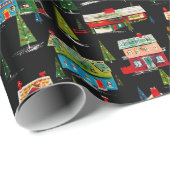 世紀半ばのモダンなクリスマスの家の包装紙 ラッピングペーパー (ロールコーナー)