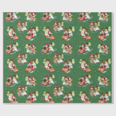 世紀半ばのモダンなクリスマスの雪だるまの雪の女性 ラッピングペーパー (フラット)