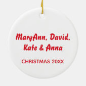 世紀半ばのモダンなクリスマスツリー及び赤い車 セラミックオーナメント (裏面)