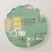 世紀半ばのモダンなグラフィック・デザインの円形の枕 ラウンドクッション (裏面)