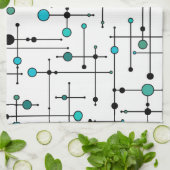 世紀半ばのモダンなスタイルの水の青の点 キッチンタオル (折り畳み)