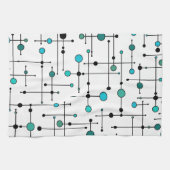 世紀半ばのモダンなスタイルの水の青の点 キッチンタオル (横)