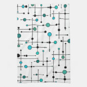 世紀半ばのモダンなスタイルの水の青の点 キッチンタオル (縦)