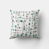 世紀半ばのモダンなスタイルの水の青の点 クッション (裏面)