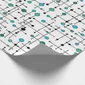 世紀半ばのモダンなスタイルの水の青の点 ラッピングペーパー (角)