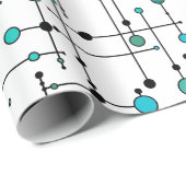 世紀半ばのモダンなスタイルの水の青の点 ラッピングペーパー (ロールコーナー)