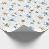 世紀半ばのモダンなスタイル、原子スターバスト ラッピングペーパー (角)