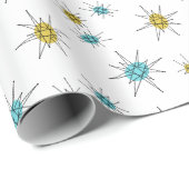 世紀半ばのモダンなスタイル、原子スターバスト ラッピングペーパー (ロールコーナー)