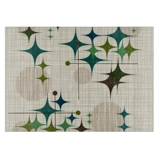 世紀半ばのモダンなスターバストおよび地球 カッティングボード (正面)