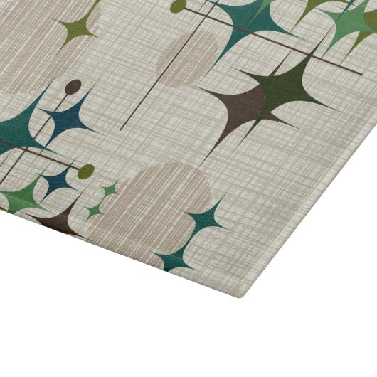 世紀半ばのモダンなスターバストおよび地球 カッティングボード (角)