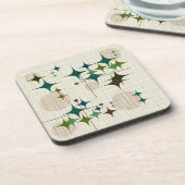 世紀半ばのモダンなスターバストおよび地球 コースター (左側)