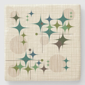 世紀半ばのモダンなスターバストおよび地球 ストーンコースター