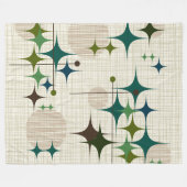 世紀半ばのモダンなスターバストおよび地球 フリースブランケット (正面(横))