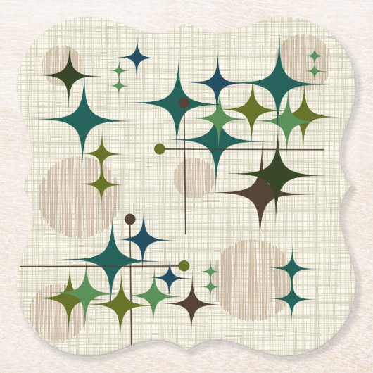 世紀半ばのモダンなスターバストおよび地球 ペーパーコースター (正面)