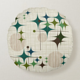 世紀半ばのモダンなスターバストおよび地球 ラウンドクッション