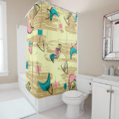 世紀半ばのモダンなタンポポの時計 シャワーカーテン (インサイチュ)