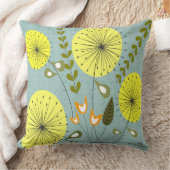 世紀半ばのモダンなタンポポは黄色の時間を記録します クッション (ブランケット)