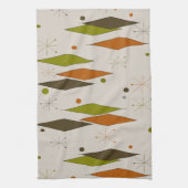 世紀半ばのモダンなダイヤモンドパターン キッチンタオル (縦)