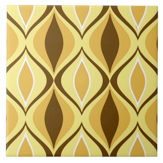 世紀半ばのモダンなダイヤモンド、マスタードの金ゴールド タイル (正面)