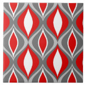 世紀半ばのモダンなダイヤモンド、灰色/灰色及び赤 タイル (正面)