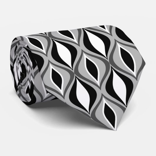 世紀半ばのモダンなダイヤモンド、黒、白および灰色 ネクタイ (ロール)