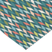 世紀半ばのモダンなティール(緑がかった色)及び珊瑚パターン ショートテーブルランナー (コーナー)