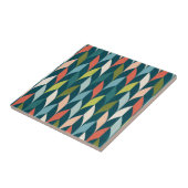 世紀半ばのモダンなティール（緑がかった色）及び珊瑚パターン タイル (側面)