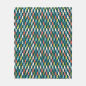 世紀半ばのモダンなティール(緑がかった色)及び珊瑚パターン フリースブランケット (正面)