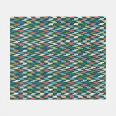 世紀半ばのモダンなティール(緑がかった色)及び珊瑚パターン フリースブランケット (正面(横))