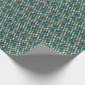 世紀半ばのモダンなティール(緑がかった色)及び珊瑚パターン ラッピングペーパー (角)