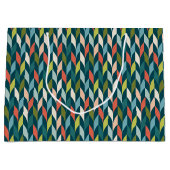 世紀半ばのモダンなティール（緑がかった色）及び珊瑚パターン ラージペーパーバッグ (正面)