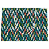 世紀半ばのモダンなティール（緑がかった色）及び珊瑚パターン ラージペーパーバッグ (裏面)