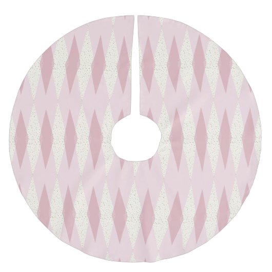 世紀半ばのモダンなピンクのアーガイル柄のなクリスマスツリーSkir ブラッシュドポリエステルツリースカート (正面)