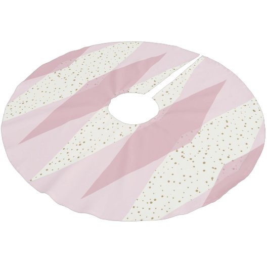 世紀半ばのモダンなピンクのアーガイル柄のなクリスマスツリーSkir ブラッシュドポリエステルツリースカート (アングル)