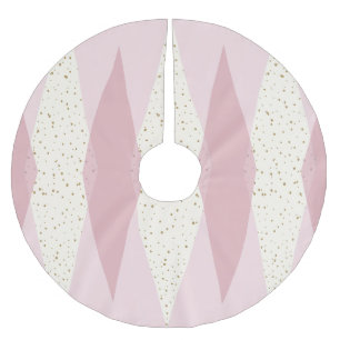 世紀半ばのモダンなピンクのアーガイル柄のなクリスマスツリーSkir ブラッシュドポリエステルツリースカート