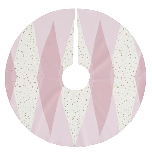 世紀半ばのモダンなピンクのアーガイル柄のなクリスマスツリーSkir ブラッシュドポリエステルツリースカート (正面)