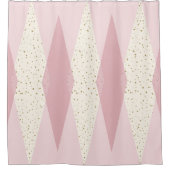 世紀半ばのモダンなピンクのアーガイル柄のなシャワー・カーテン シャワーカーテン (正面)