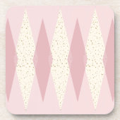 世紀半ばのモダンなピンクのアーガイル柄のなプラスチックコースター コースター (正面)