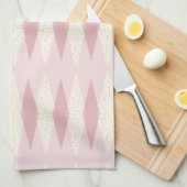 世紀半ばのモダンなピンクのアーガイル柄のな台所タオル キッチンタオル (四つ折り)